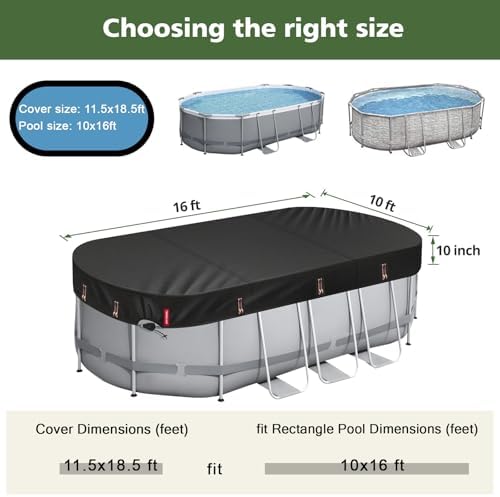 QH.HOME [2025 Upgraded Ultimate Windproof] 10x16 Ft Oval Pool Cover with Fast Tightening Patented Ratchet,Winter Pool Cover for Above Ground Pools [Durable, Tear Resistant] with Weight-Bearing Rings