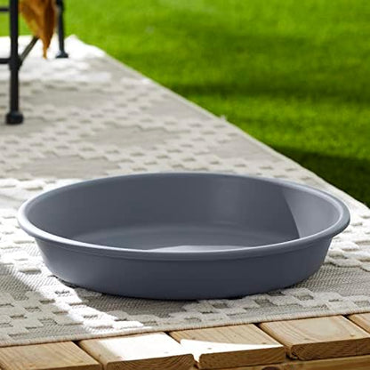 The HC Companies Flower Pot Saucers - Plastic Plant Saucer for Outdoors & Indoors - Traditional Design Plant Pot Trays for Water Drainage - Durable Round Plant Tray (Pack of 1, 21-inch Warm Gray)