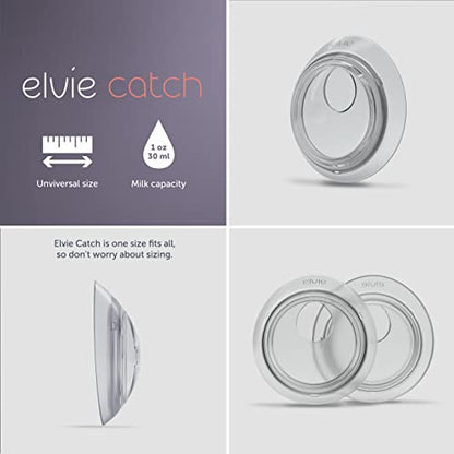 Elvie Catch Milk Collection Shells | Set of Two Discreet Leak-Protection Silicone Cups, Reuse Your Milk| Reusable Breast Shells Collect Up to 1oz | No More Wasted Milk or wasteful Breast Pads