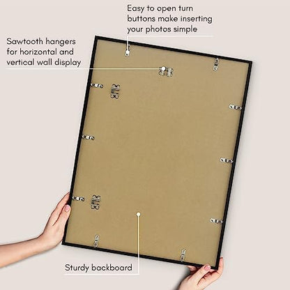 Americanflat 18x24 Poster Frame with Polished Plexiglass - Streamline Collection - Thin Border Picture Frame for Wall Display - Hanging Hardware Included - Black
