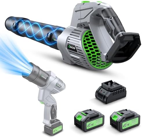 Electric Leaf Blower Cordless, 900,000 RPM, 2 x 4.0Ah Batteries & Charger, Handheld Leaf Blowers for Lawn Care, 5 Speed Mode, Portable Lightweight Grass Blower for Yard, Patio & Outdoor Use (Gray)