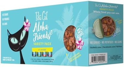 Tiki Cat Aloha Friends Variety Pack, Seafood Flavors with Pumpkin, Wet, High-Protein & High-Moisture Cat Food, For All Life Stages, 3 oz. Cans (Pack of 12)