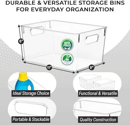 ClearSpace Clear Plastic Storage Bins – Pantry Organizers & Storage Containers, Cabinet Organizer - Home Organization Must Haves for Kitchen, Laundry Room, Office, Closet, Garage & Freezer