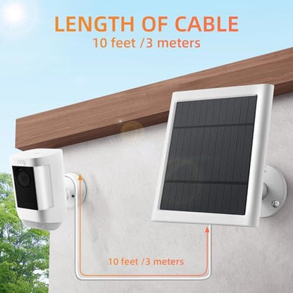 Solar Panel for Ring Camera, 2 Pack 4W Solar Charger Compatible with Rings Spotlight &All-New Stick Up Outdoor Cam Battery, 10ft Long Cable with USB-C to Ring Barrel Plug Adapter