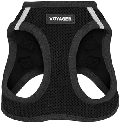 Voyager Step-In Air Dog Harness - All Weather Mesh, Reflective, No Pull Harness for Small, Medium Dogs, Cats - Secure with Hook & Loop Fastener, Buckle, Double D-Rings - Black/Black Trim, XS