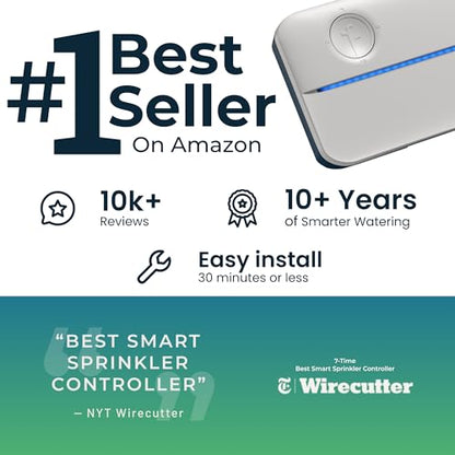 Rachio WiFi Smart Sprinkler Controller (8-Zone Irrigation Remote Control) – App-Based Scheduling, Local Weather Intelligence, Rain Skips, Easy DIY Install