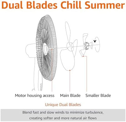 Amazon Basics 16" DC Motor Fan, 12 Speed Fan with Remote, Floor Fan, Standing Fan with 3 Breeze Modes, Dual-Layered Blades (10 Blades), Timer, Energy Efficiency and Quiet DC Motor (28W), White