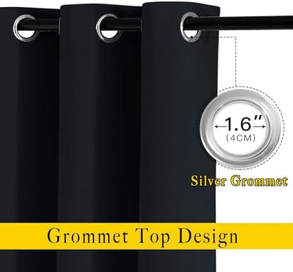 NICETOWN Black Out Curtains for Bedroom 84 inches Long - Light Reducing Thermal Insulated Solid Grommet Curtains/Panels/Drapes for Living Room (Set of 2, W52 x L84)