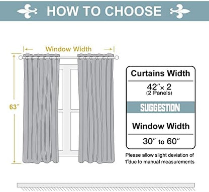 ChrisDowa Grommet Blackout Curtains for Bedroom and Living Room - 2 Panels Set Thermal Insulated Room Darkening Curtains (Dark Grey, 42 x 63 Inch)