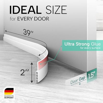 Vellure® Door Draft stoppers for Bottom of Door - New Premium Door Sweep/Door Seal Strip (Save Energy – installs Quickly and Easily) Door Weather Stripping, Ideal for Keeping Out Cold (5x39 White)