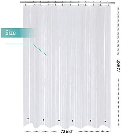 Mrs Awesome Shower Curtain Liner with 6 Magnets Clear Thick PEVA, Premium Waterproof Plastic Shower Curtain Standard Size 72 x 72 inch, Clear