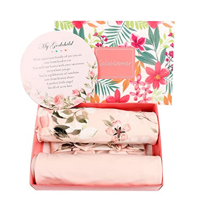 Galabloomer Receiving Blanket Headband Set Flower Print Baby Swaddle Blankets Vintage Rose