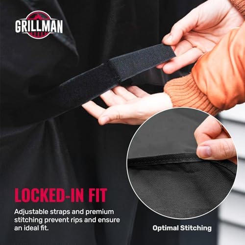 Grill Cover by Grillman, Black, 58 Inch, BBQ Outdoor Grill Covers, Charcoal & Gas Grills, Waterproof, Rip-Proof, Weather-Resistant, Anti-UV, Barbecue Cover for Weber, Genesis, Charbroil, Nexgrill, etc