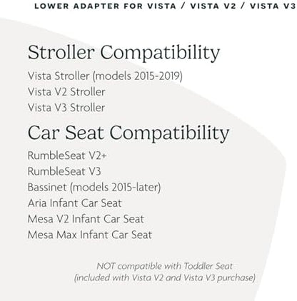 UPPAbaby Lower Adapter for Vista, Vista V2, Vista V3 Strollers/Compatible with RumbleSeat V2+, Bassinet, Aria, Mesa V2, and Mesa Max Infant Car Seats/Quick + Secure Attachment / 1 Set
