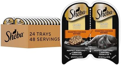 Sheba Perfect Portions Wet Cat Food Cuts in Gravy with Roasted Chicken Entree, 2.6 oz. Twin-Pack Trays (24 Count, 48 Servings)