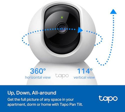 TP-Link Tapo 2K Pan/Tilt Security Camera for Baby Monitor, Dog Camera w/Motion Detection, 2-Way Audio, Siren, Night Vision, Cloud & SD Card Storage, Works with Alexa & Google Home, 2-Pack (C210P2)