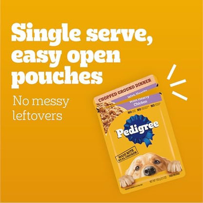 Pedigree Chopped Ground Dinner Adult Soft Wet Dog Food 30-Count Variety Pack, 3.5 oz Pouches