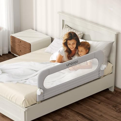 Folding Bed Rail for Toddlers,Baby Bed Rail Guard with Reinforced Anchor Safety System,Fit Bunk,Full Size,Queen,King,Twin(Grey,71"x23.6")