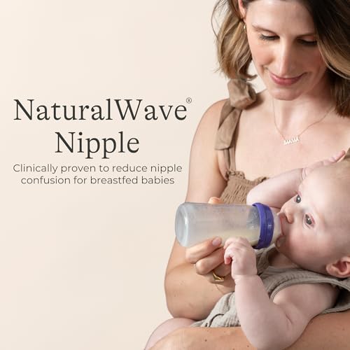 Lansinoh Anti-Colic Glass Baby Bottles, 5 Ounces, 4 Count Bottles for Feeding, Baby Essentials, Includes 4 Slow Flow Nipples, Size S