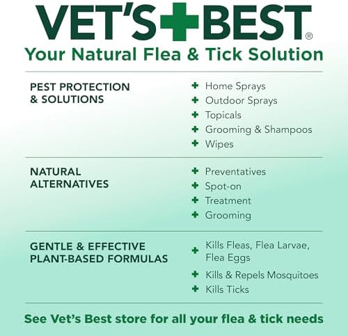 Vet's Best Natural Indoor Flea and Tick Spray – Dog Flea and Tick Treatment for Home, Plant-Based Formula with Natural Oils, Kills Fleas, Eggs & Ticks on Contact, Made in USA, 32 oz