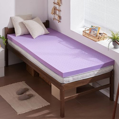 SINWEEK 2 Inch Gel Memory Foam Mattress Topper Ventilated Soft Pressure Relieve Mattress Pad, Breathable Bed Topper, CertiPUR-US Certified, Twin Size