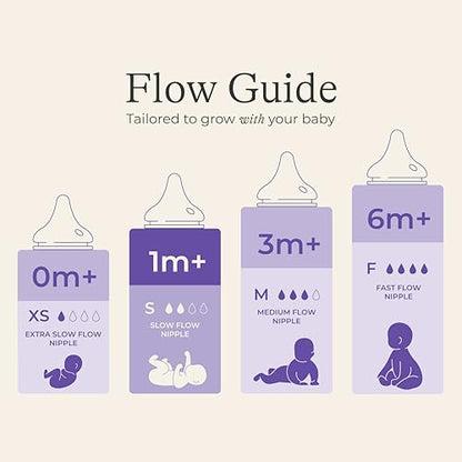 Lansinoh Anti-Colic Baby Bottle for Breastfeeding Babies, 5 Ounces, 1 Count, Includes 1 Slow Flow Nipple, Size S and Stackable Lid