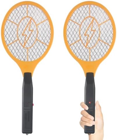 Electric Fly Swatter Handheld Bug Zapper - Indoor Outdoor Zapping Racket for Pest Mosquito & Flies - Battery Powered Safe to Touch with 3-Layer Safety Mesh, Standard Size, Pack of 2