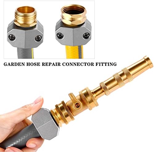Garden Hose Repair Kits, 3 Sets Aluminum Alloy Water Hose Connector, Fit 3/4" and 5/8" Garden Hose, Male and Female Hose End Repair Fittings Replacement, Hose Mender Kit