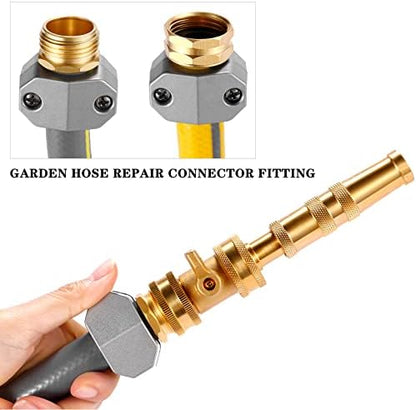 Garden Hose Repair Kits, 3 Sets Aluminum Alloy Water Hose Connector, Fit 3/4" and 5/8" Garden Hose, Male and Female Hose End Repair Fittings Replacement, Hose Mender Kit