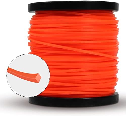 String Trimmer Line, Square Orange Heavy Duty Weed Eater String, Premium Nylon Universal 0.095" x 1.7LB, 330Foot