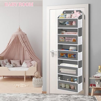 Over The Door Organizer, 5 Shelves Closet Door Hanging Organizer with 10 Mesh Pockets, Nursery Closet Organizer, Baby Essentials, Stuffed Animal Storage