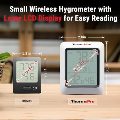ThermoPro TP60-2 Digital Hygrometer Indoor Outdoor Thermometer Wireless Temperature and Humidity Gauge Monitor Room Thermometer with 500ft/150m Range Humidity Meter