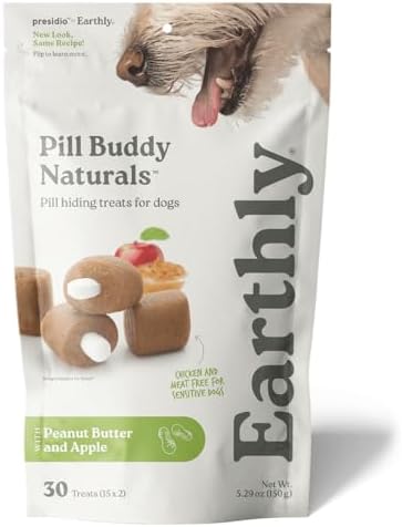 Earthly Pill Buddy Naturals - PB & Apple Recipe Pill Hiding Treats for Dogs - Make A Perfect Pill Concealing Pocket Or Pouch for Any Size Medication - 30 Servings