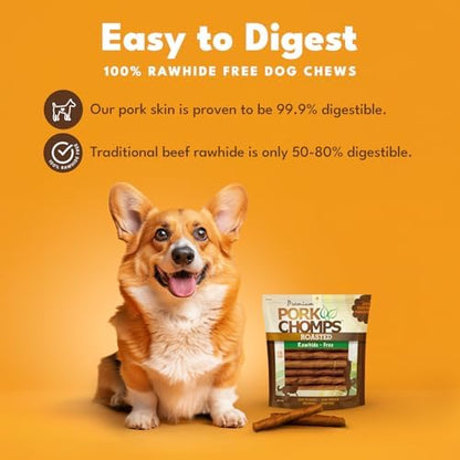 Pork Chomps Roasted Pork Skin Dog Chews, 6-inch Twists, 15 Count