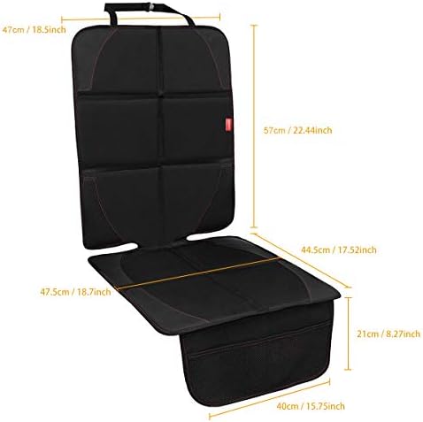 Car Seat Protector, 2 Pack Carseat Protector with Thick Padding, Baby/Pets for Child Car Seat-Mesh Pockets-Waterproof-Universal Size(Black)