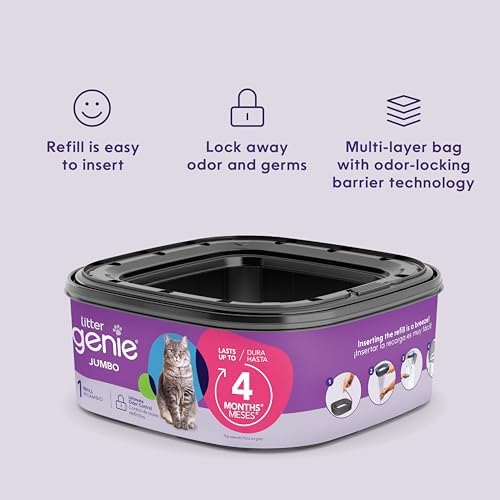 Litter Genie Refill Bags | Jumbo 1-Pack, 28 Total ft | Up to 4 Months of Supply in 1 Cartridge | Ultimate Odor Control Cat Litter Bags