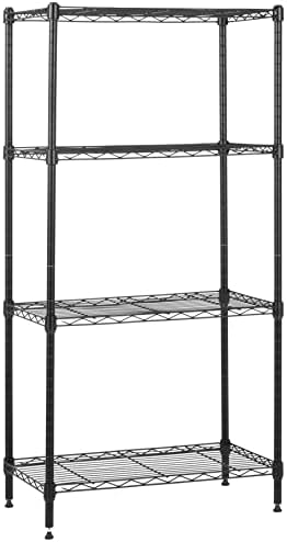 Amazon Basics 4-Shelf Steel Wire Storage Rack, Adjustable, Sturdy, Easy Assembly, 13.4 D x 23.2 W x 48 H in, Black