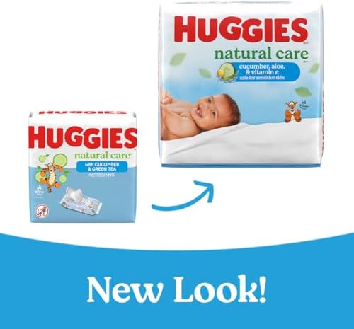 Huggies Natural Care Cucumber, Aloe and Vitamin E Baby Wipes, Hypoallergenic, Scented, 10 Flip-Top Packs (560 Wipes Total), Packaging May Vary