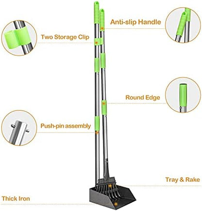 TOOGE Pooper Scooper, Dog Pooper Scooper Long Handle Stainless Metal Tray and Rake for Medium Small Dogs Heavy Duty Pet Supplies to Use for Grass, Dirt or Gravel