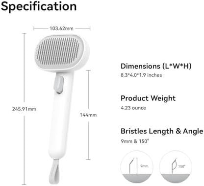 Aumuca Cat Brush for Shedding, Cat Brushes for Indoor Cats, Cat Brush for Long or Short Haired Cats, Cat Hair Brush Cat Grooming Deshedding Brush for Dog Kitten Horse Massage Removes Loose Fur, White