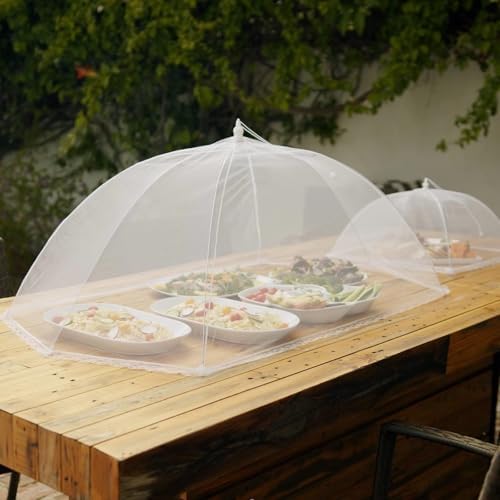 Simply Genius Large and Tall 17x17 Pop Up Mesh Food Covers - Umbrella Screen Tents for Outdoors, Parties, Picnics, BBQs - Reusable and Collapsible Food Tents (6 Pack)