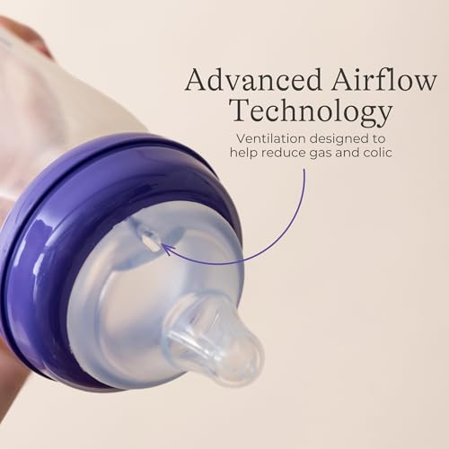 Lansinoh Anti-Colic Glass Baby Bottles, 5 Ounces, 4 Count Bottles for Feeding, Baby Essentials, Includes 4 Slow Flow Nipples, Size S