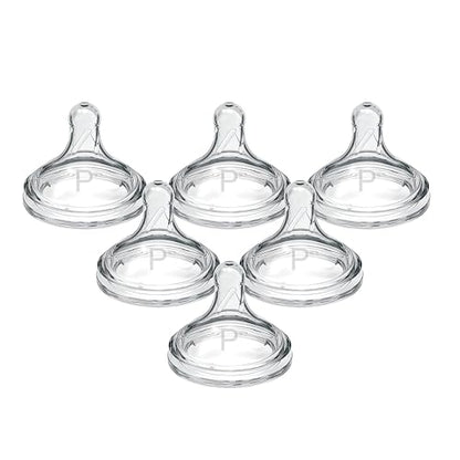 Dr. Brown's Natural Flow Preemie Flow Wide-Neck Baby Bottle Silicone Nipple, Slowest Flow, 0m+, 100% Silicone Bottle Nipple, 6 Pack