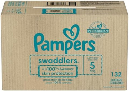 Pampers Baby Diapers - Swaddlers - Size 5, 132 Count, Ultra Absorbent Disposable Infant Diaper