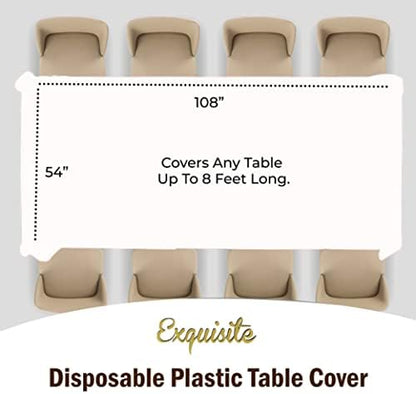Exquisite 12-Pack Premium Plastic Tablecloth 54 Inch. x 108 Inch. Rectangle Table Cover-White
