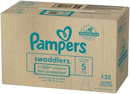 Pampers Baby Diapers - Swaddlers - Size 5, 132 Count, Ultra Absorbent Disposable Infant Diaper