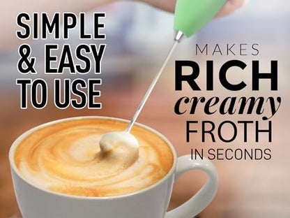 Zulay Kitchen Milk Frother Wand (2 Batteries Included) - Easy-Clean Drink Mixer - Electric Coffee Frother for Frappe, Matcha - Ocean Spray