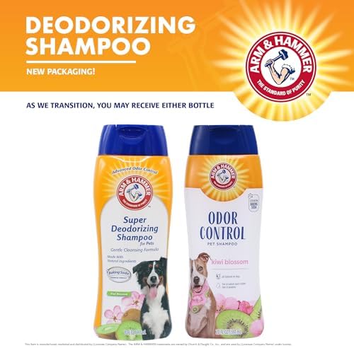 Arm & Hammer for Pets Super Deodorizing Shampoo for Dogs | Best Odor Eliminating Dog Shampoo | Great for All Dogs & Puppies, Fresh Kiwi Blossom Scent, 20 oz, 6-Pack