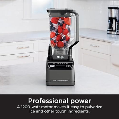 Ninja BR201AMZ Professional Blender 2.0, 1200 Watts, Auto-iQ Program, Total Crushing Blades, 72-oz. Pitcher, 4 Manual Speeds for Smoothies, Shakes, and Frozen Drinks, Dishwasher-Safe Parts, Dark Grey
