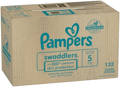 Pampers Baby Diapers - Swaddlers - Size 5, 132 Count, Ultra Absorbent Disposable Infant Diaper